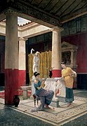 Women in a Pompeian Atrium by Luigi Bazzani, before 1927.jpg