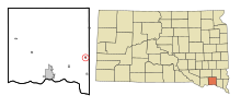 Yankton County South Dakota Incorporated og Unincorporated områder Volin Highlighted.svg