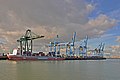 Een containerterminal in de voorhaven