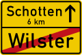 Town sign: End of Urban Area (here with distance to next town)