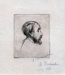 Portrait de Degas vers 1876, pointe sèche.