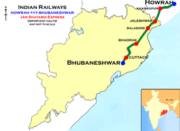 (Bhubaneswar - Howrah) Janshatabdi Express route map