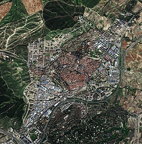 The urban continuum of Alcobendas and San Sebastián de los Reyes as seen by the European Space Agency's Sentinel-2.
