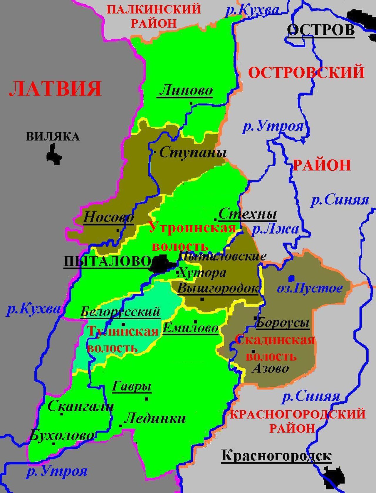 Карта псковской области с границами