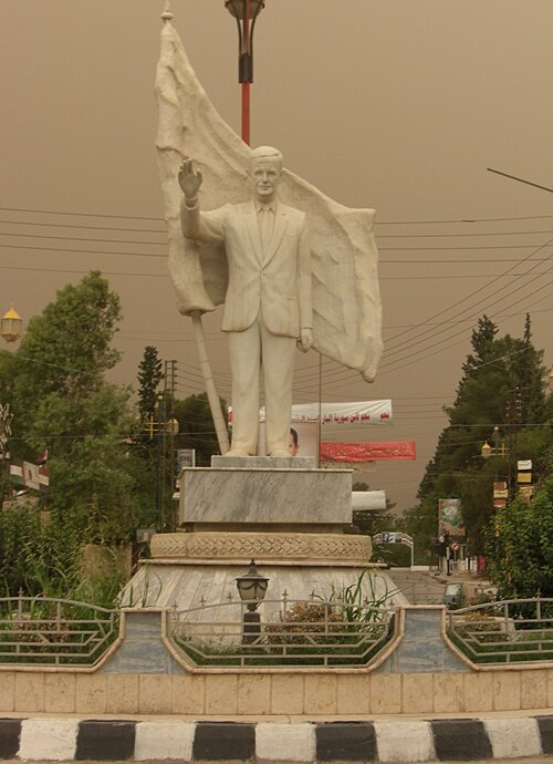 Statue of Syrian dictator Hafez al-Assad, who is revered as their Al-Abad (Immortal Leader) by followers of Syrian Ba'athism