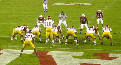 Booty (#10) leading a drive against the Stanford Cardinal 11-04-06-JohnDavidBooty-atStanford.jpg