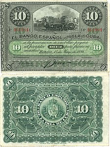 1896 Banco Cuba 10 pesos
