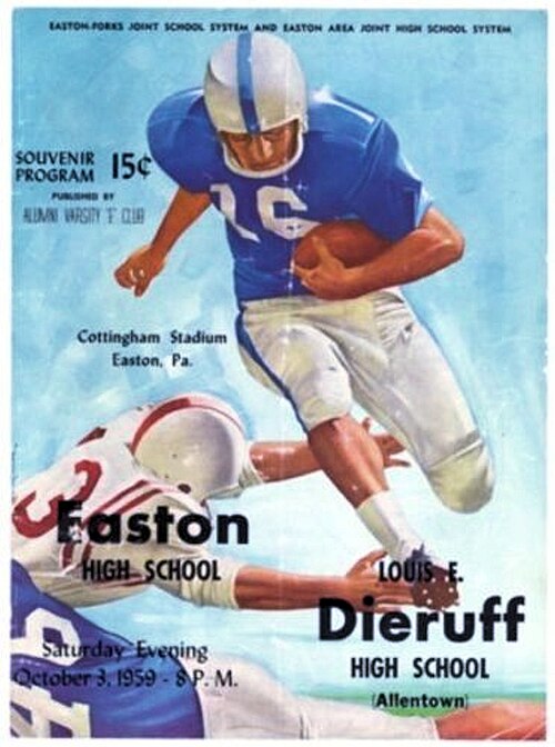 The program for the Dieruff vs. Easton High School football game at Cottingham Stadium in Easton on October 3, 1959