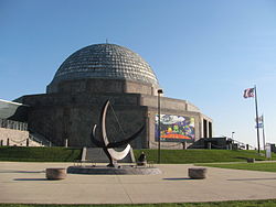 Man Enters the Cosmos by Henry Moore in front of the Adler Planetarium