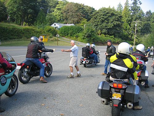 Riders at a checkpoint in the 2009 Isle of Vashon TT poker run.