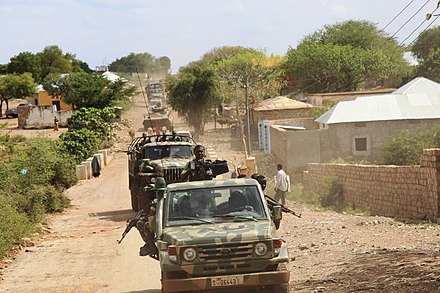 AMISOM reinforcement convoy on the Baidoa-Mogadishu road in April 2014
