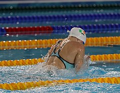 2018-10-07 Swimming Girls' 50 m Breaststroke Semifinal 1 at 2018 Summer Youth Olympics (Martin Rulsch) 10.jpg