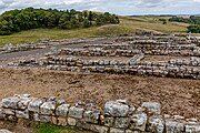 A view of Housesteads Roman Fort along Hadrian's Wall in the United Kingdom.