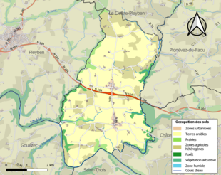 Barevná mapa znázorňující využití půdy.