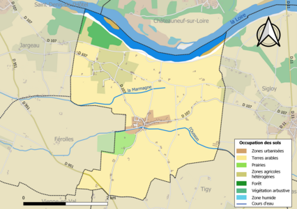 Carte des infrastructures et de l'occupation des sols de la commune en 2018 (CLC).