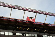 LeGrand's number 52 was retired by Rutgers in 2013 52 for Eric LeGrand.jpg