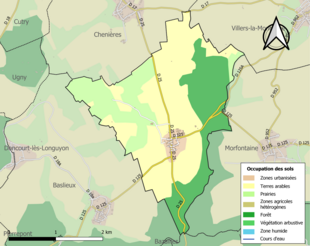 Carte des infrastructures et de l'occupation des sols de la commune en 2018 (CLC).