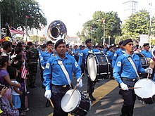 The bands of the Royal Malaysian Navy during the 2012 Hari Merdeka parade, in Kuala Lumpur. 55th Merdeka Day Picture 08.jpg