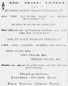 A newspaper recruiting advertisement for the regiment 8th Union League Regiment Recruiting Advertisement.jpg