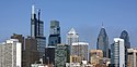 A605, Skyline von Philadelphia vom Westende der South Street Bridge, 2018.jpg