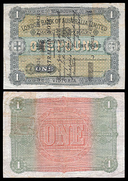 Nahrazená bankovka od London Bank of Australia Limited