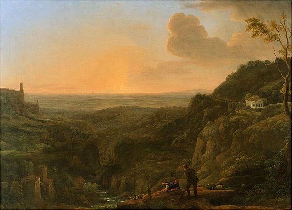 A view of the Roman Campagna from Tivoli, evening by Claude Lorrain, 1644–1645