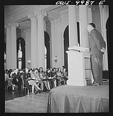 Adolph Berle addressing students at the Pan-American Union