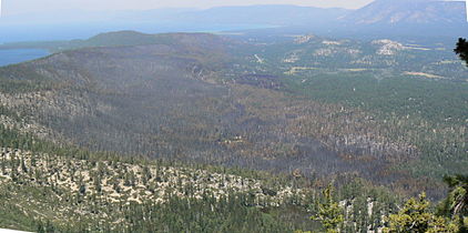 View of Angora Fire area from Flagpole Peak.