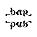 Ambigram bar / pub. Spiegelsymmetrie (horizontale as)