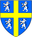 Arms of the See of Durham: Azure, a cross or between four lions rampant argent