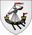 Arms of Lordship of Lorne: Argent, a lymphad sails furled flags and pennants flying gules and oars in action sable.[1]
