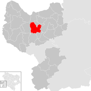 Location of the municipality of Aschbach-Markt in the Amstetten district (clickable map)