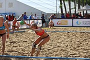 Deutsch: Beachhandball Europameisterschaften 2019 (Beach handball Euro); Tag 4: 5. Juli 2019 – Frauen, Viertelfinale, Dänemark-Norwegen 2:1 (11:9, 16:19, 7:6) English: Beach handball Euro; Day 4: 5 July 2019 – Quarter Final Women – Denmark-Norway 2:1 (11:9, 16:19, 7:6)