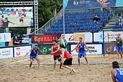 Deutsch: Beachhandball Europameisterschaften 2019 (Beach handball Euro); Tag 5: 6. Juli 2019 – Männer, Halbfinale, Dänemark-Ungarn 2:0 (19:16, 22:18) English: Beach handball Euro; Day 5: 6 July 2019 – Semifinal Men – Denmark-Ukraie 2:0 (19:16, 22:18)