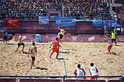 Deutsch: Beachhandball bei den Olympischen Jugendspielen 2018; Tag 4, 10. Oktober 2018; Jungs, Vorrunde, Gruppe B - Italien-Argentinien 1:2 English: Beach handball at the 2018 Summer Youth Olympics at 10 October 2018 – Boys Preliminary Round Group B‎ – Italy-Argentina 1:2