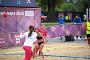 Deutsch: Beachhandball bei den Olympischen Jugendspielen 2018; Tag 5, 10. November 2018; Mädchen, Platzierungsrunde - Russland-Türkei 2:0 English: Beach handball at the 2018 Summer Youth Olympics at 11 October 2018 – Girls Consolation Round – Russland-Turkey 2:0