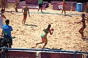 Deutsch: Beachhandball bei den Olympischen Jugendspielen 2018; Tag 4, 10. Oktober 2018; Mädchen, Vorrunde, Gruppe A - Ungarn-Chinese Taipei (Taiwan) 2:0 English: Beach handball at the 2018 Summer Youth Olympics at 10 October 2018 – Girls Preliminary Round Group A‎ – Hungary-Chinese Taipei 2:0