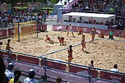 Deutsch: Beachhandball bei den Olympischen Jugendspielen 2018; Tag 4, 10. Oktober 2018; Mädchen, Vorrunde, Gruppe A - Ungarn-Chinese Taipei (Taiwan) 2:0 English: Beach handball at the 2018 Summer Youth Olympics at 10 October 2018 – Girls Preliminary Round Group A‎ – Hungary-Chinese Taipei 2:0