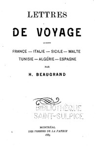 Honoré Beaugrand, Lettres de voyages, 1889    
