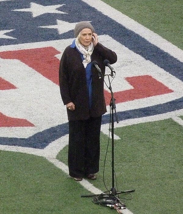 Buckley singing the National Anthem at MetLife Stadium, in 2012