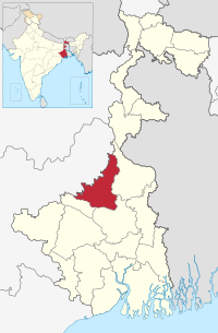 मानचित्र जिसमें बीरभूम ज़िला Birbhum district বীরভূম জেলা हाइलाइटेड है