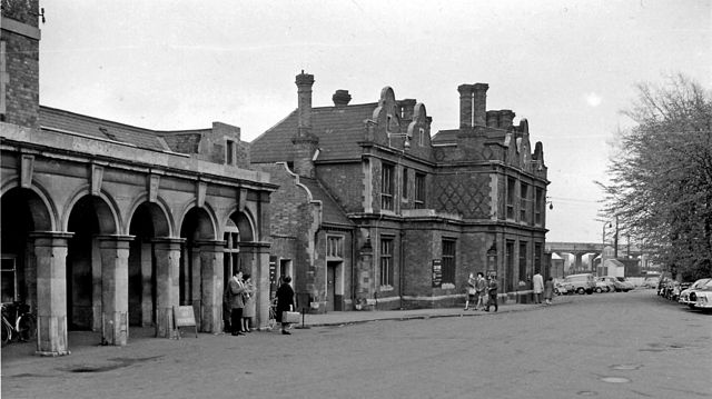 Bletchley station, at the midpoint of the line, in 1962