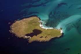 Vista aérea de Boreray do sudoeste.