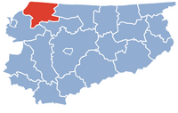 Okres Braniewo na mapě vojvodství