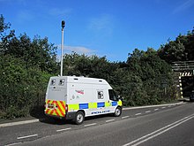 British Transport Police safety camera van, Millburn level crossing in Inverness British Transport Police safety camera van (9627466757).jpg