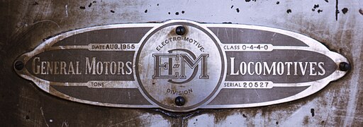 Builder's Plate of EMD F9(A) locomotive D&RGW 5771