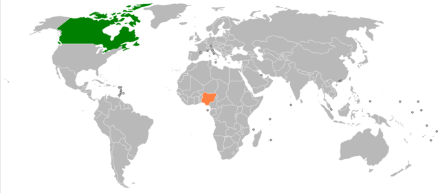 Canada and Nigeria by Plumoyr at English Wikipedia [GFDL (http://www.gnu.org/copyleft/fdl.html) or CC-BY-SA-3.0 (http://creativecommons.org/licenses/by-sa/3.0/)], via Wikimedia Commons