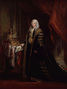 Charles Pepys as Lord Chancellor. The lord chancellor wore black-and-gold robes whilst presiding over the House of Lords. Charles Pepys, 1st Earl of Cottenham by Charles Robert Leslie.jpg