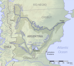 Chubut daryosi Argentina havzasi map.png