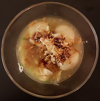 Cilok kuah served in broth soup